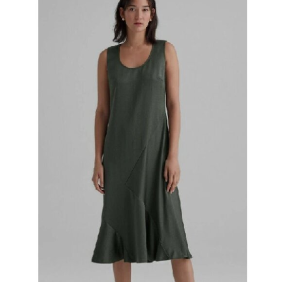 Club Monaco Seamed Bias Dress in Black Olive, Midi, Size 4, NWT - Picture 1 of 9